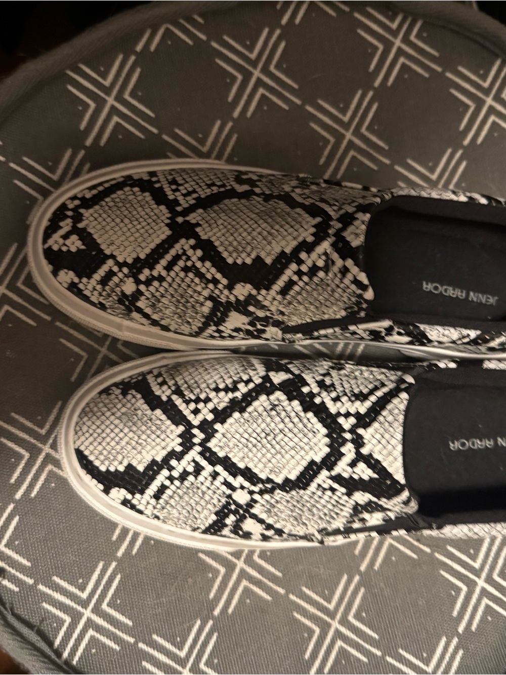 Jenn Ardor Slip-On Snake-Print Sneakers - Black & White